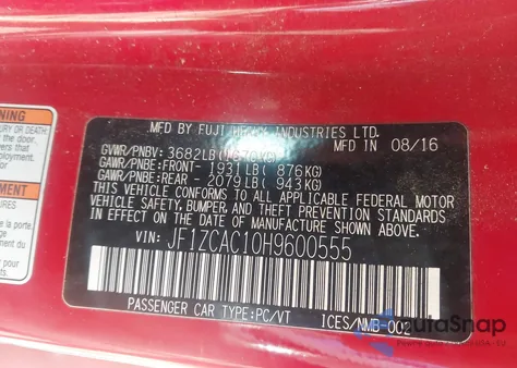 2017 Subaru Brz Limited z USA, uszkodzony, nr VIN JF1ZCAC10H9600555